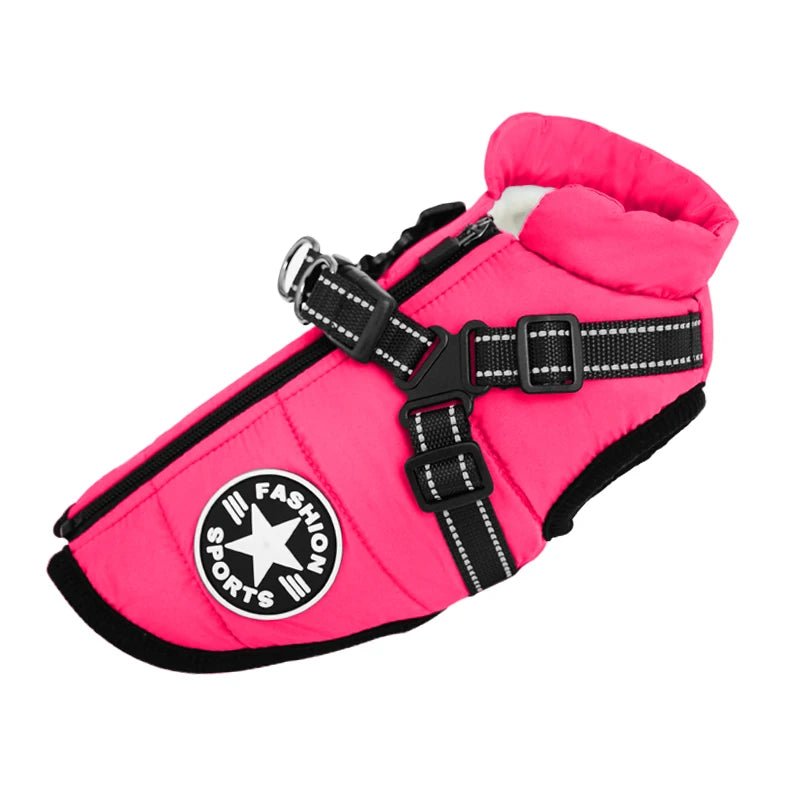 Manteau pour petit chien avec harnais intégré rose 