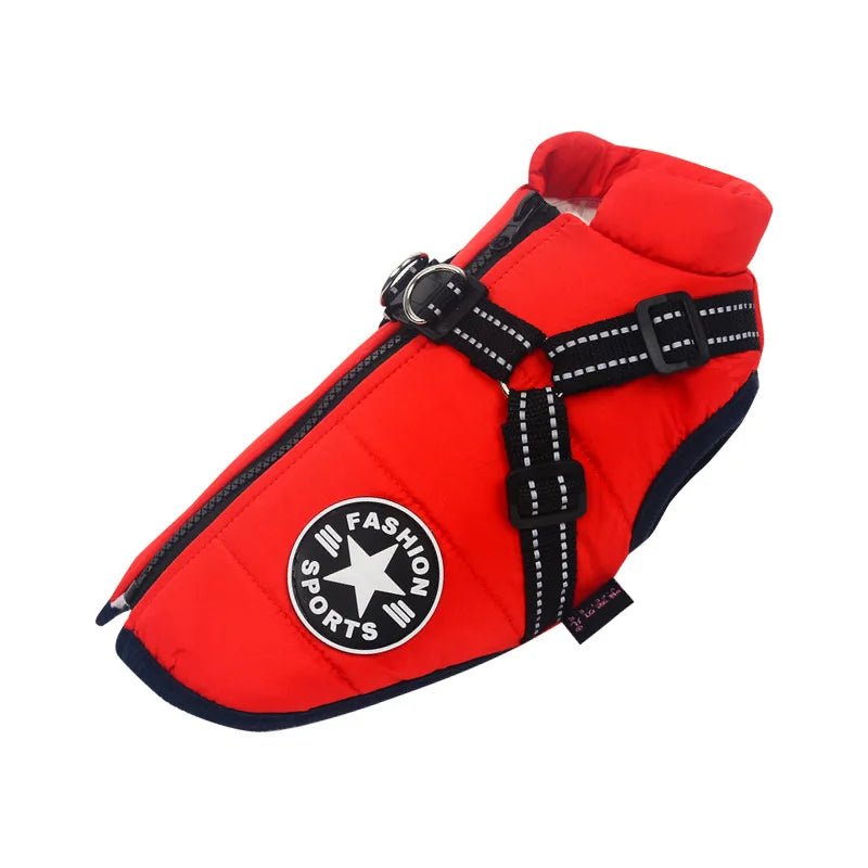 Manteau pour petit chien avec harnais intégré rouge