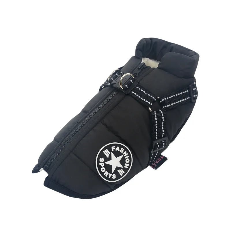 Manteau pour petit chien avec harnais intégré noir 