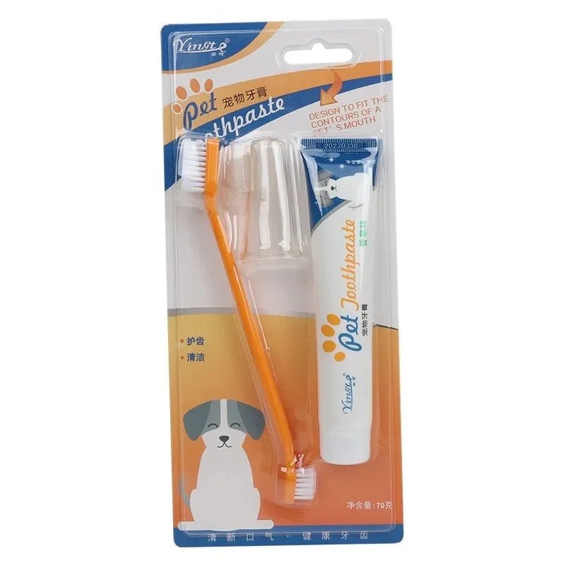 pack de brosse a dent de couleur orange et transparent à doigt de boutiquechien 