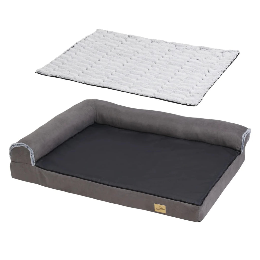 panier pour chien waterproof à mémoire de forme pour chien de couleur gris foncé et noir. image de boutiquechien