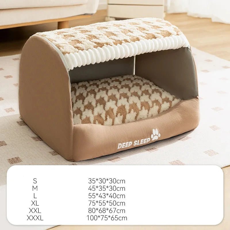 Panier avec toit pour chien beige