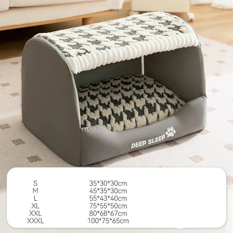 Panier avec toit pour chien gris