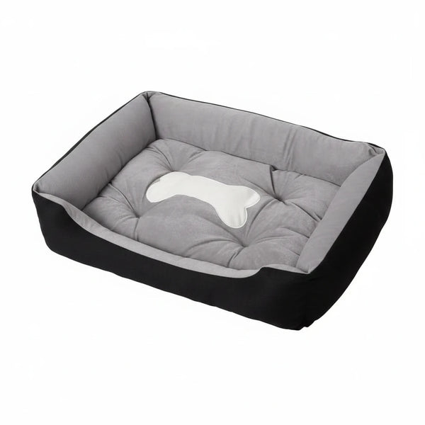 Panier XXL indestructible pour chien gris et noir motif os