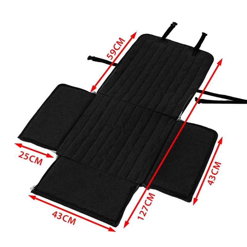 Dimension total de la protection de siège pour chien de couleur noir. Image produit Boutiquechien