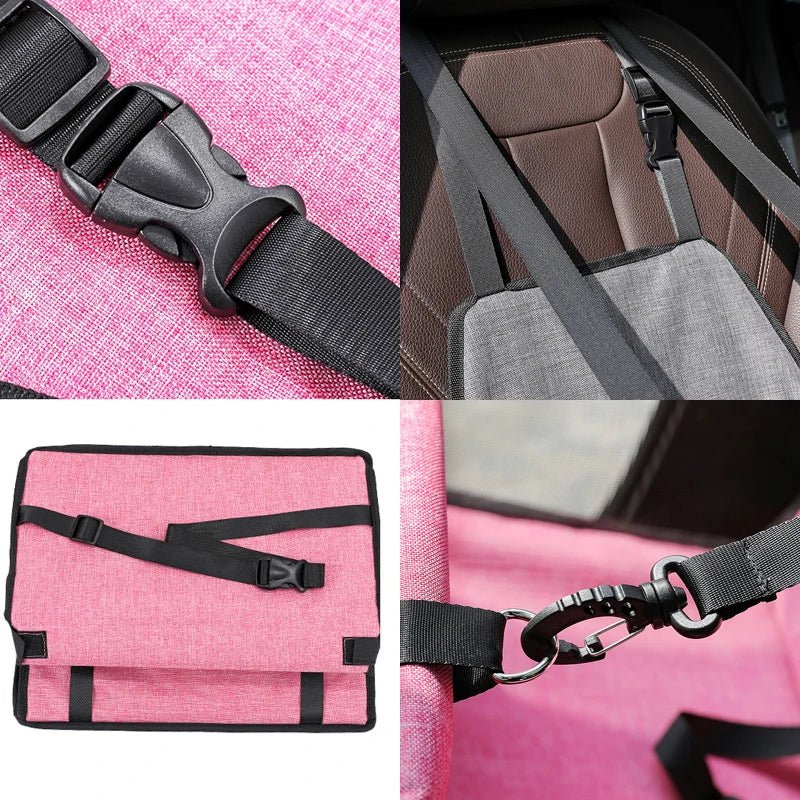 Attache du panier pour chien de couleur rose avec toutes les attaches du produit. Image produit Boutiquechien