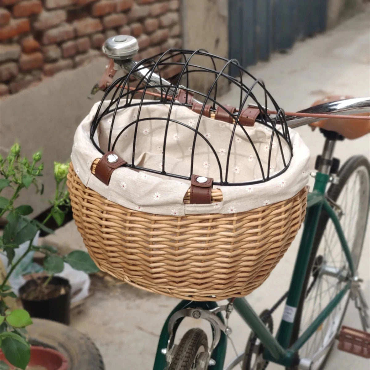 panier vélo chien osier 