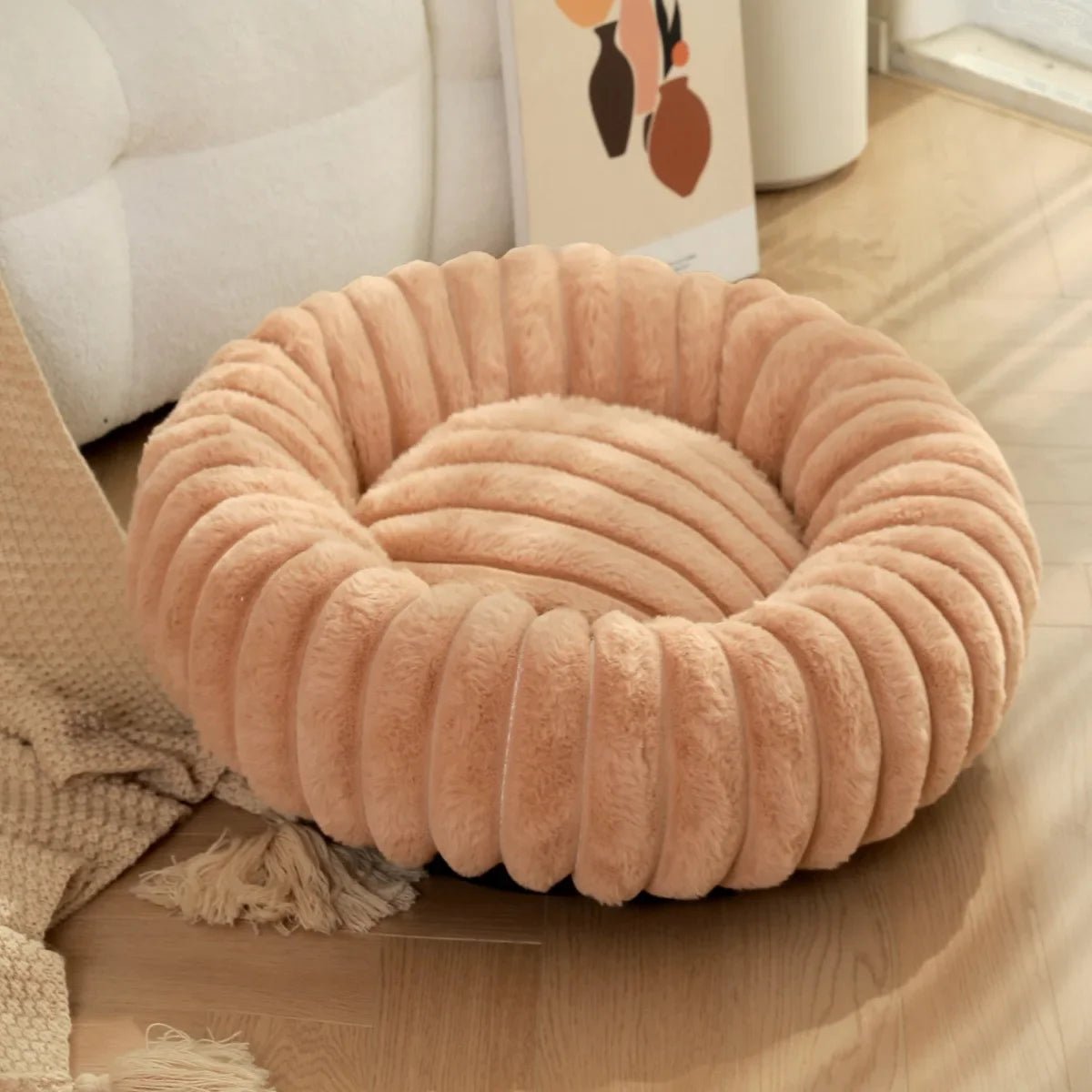 Panier donut chien xxl beige fonce 