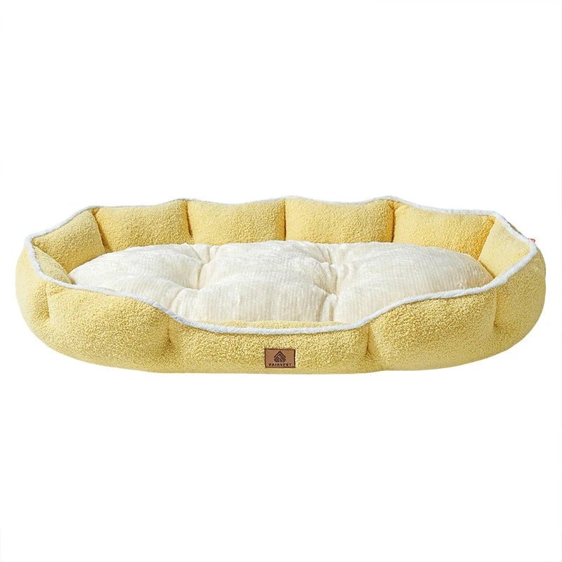 Panier en velours jaune pour chien