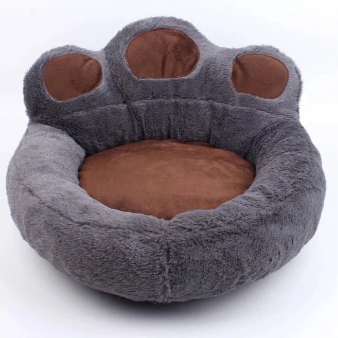 panier pour chien de couleurs brun et noir en forme de patte. Panier pour chien xl parfait pour les grands chiens. Image produit boutiquechien