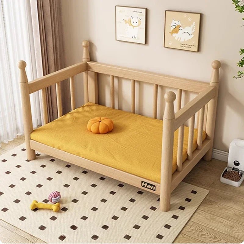 Panier pour chien bois dans une chambre