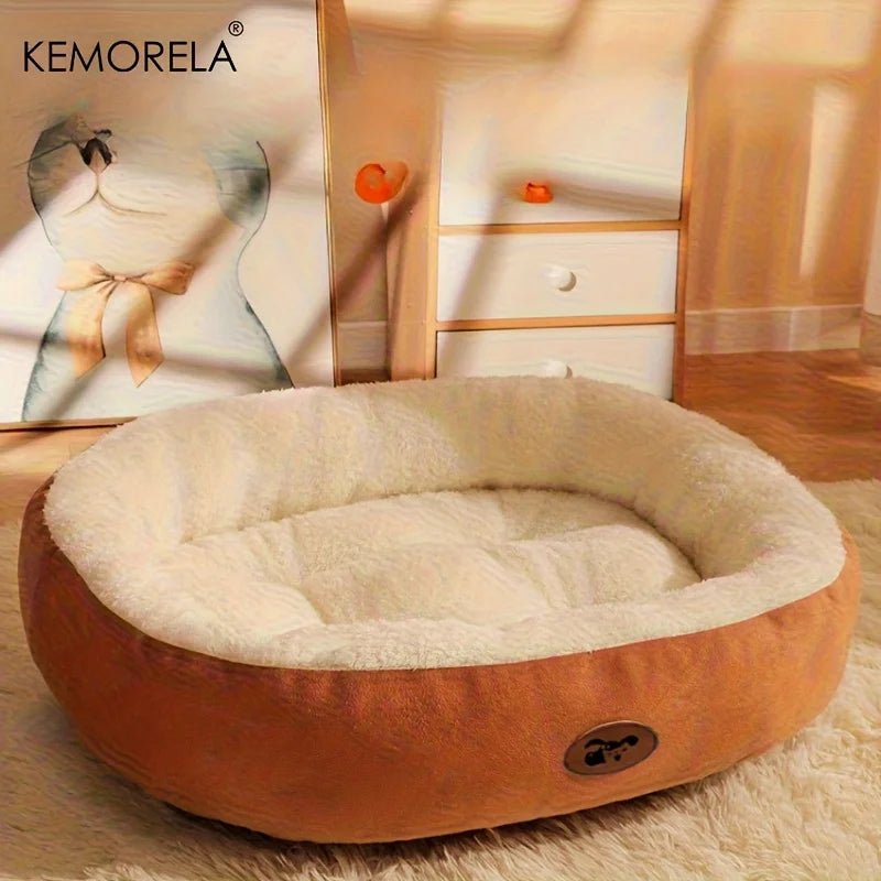 Panier pour chien haut de gamme dans un salon claire 