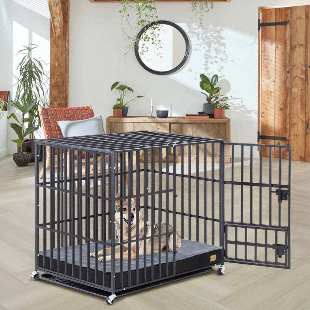 Panier pour chien incontinent avec un chien en cage