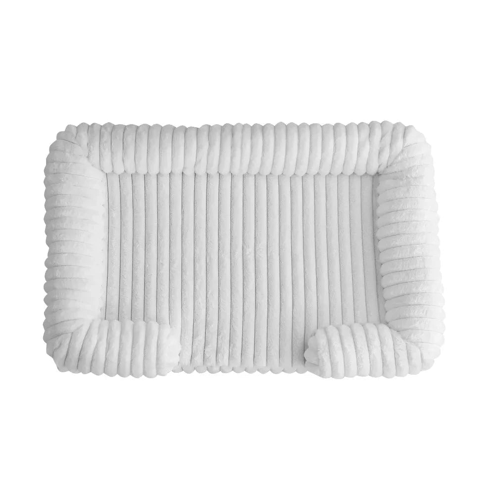 Panier pour chien velour cotele blanc