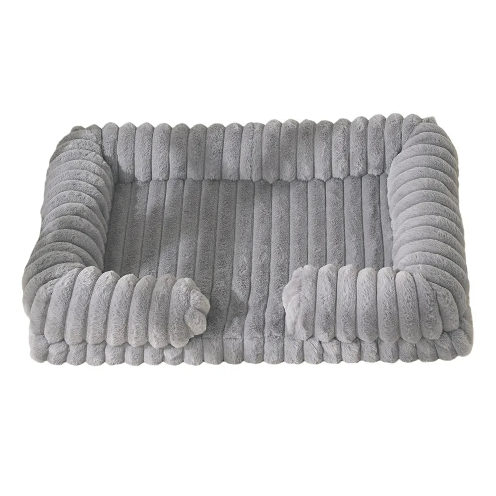 Panier pour chien velour cotele gris 