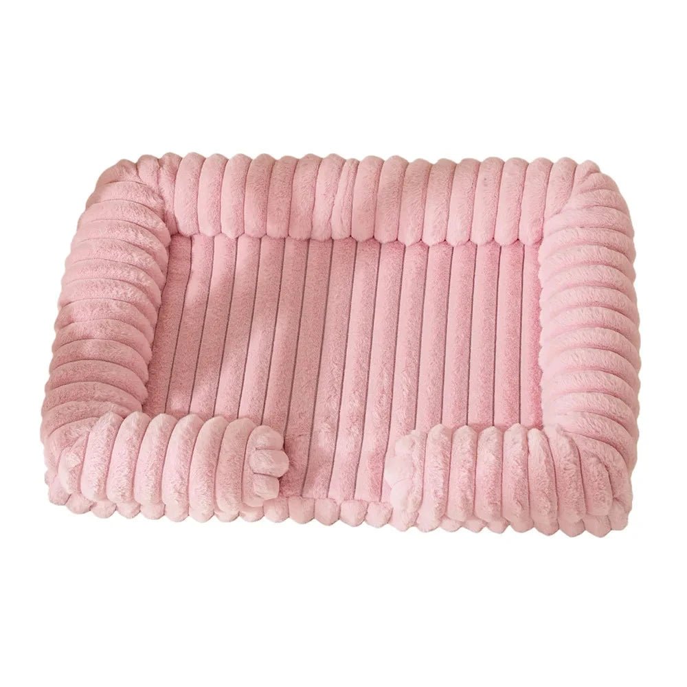 Panier pour chien velour cotele rose