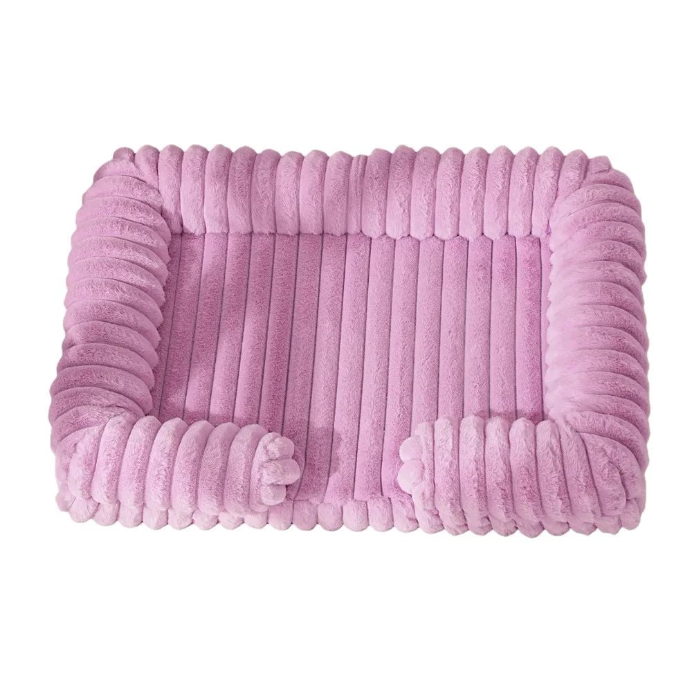 Panier pour chien velour cotele rose