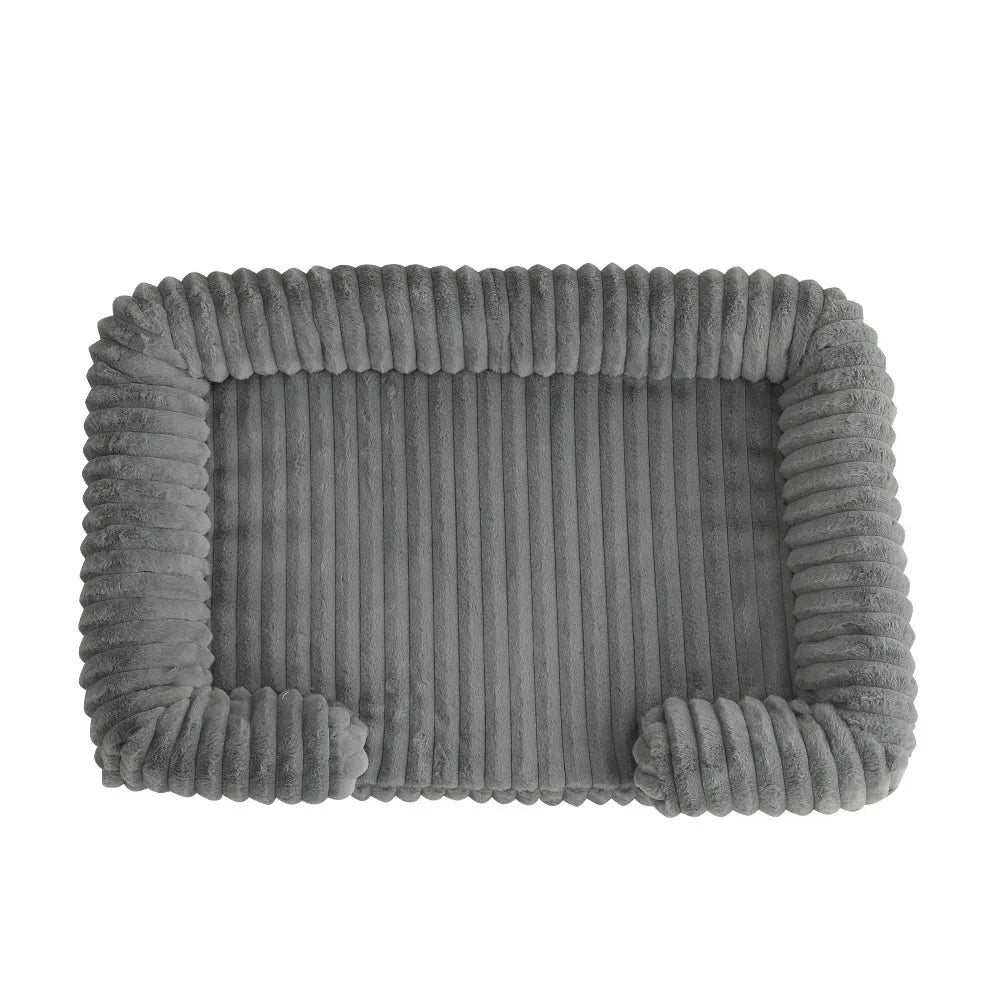 Panier pour chien velour cotele gris plus fonce 