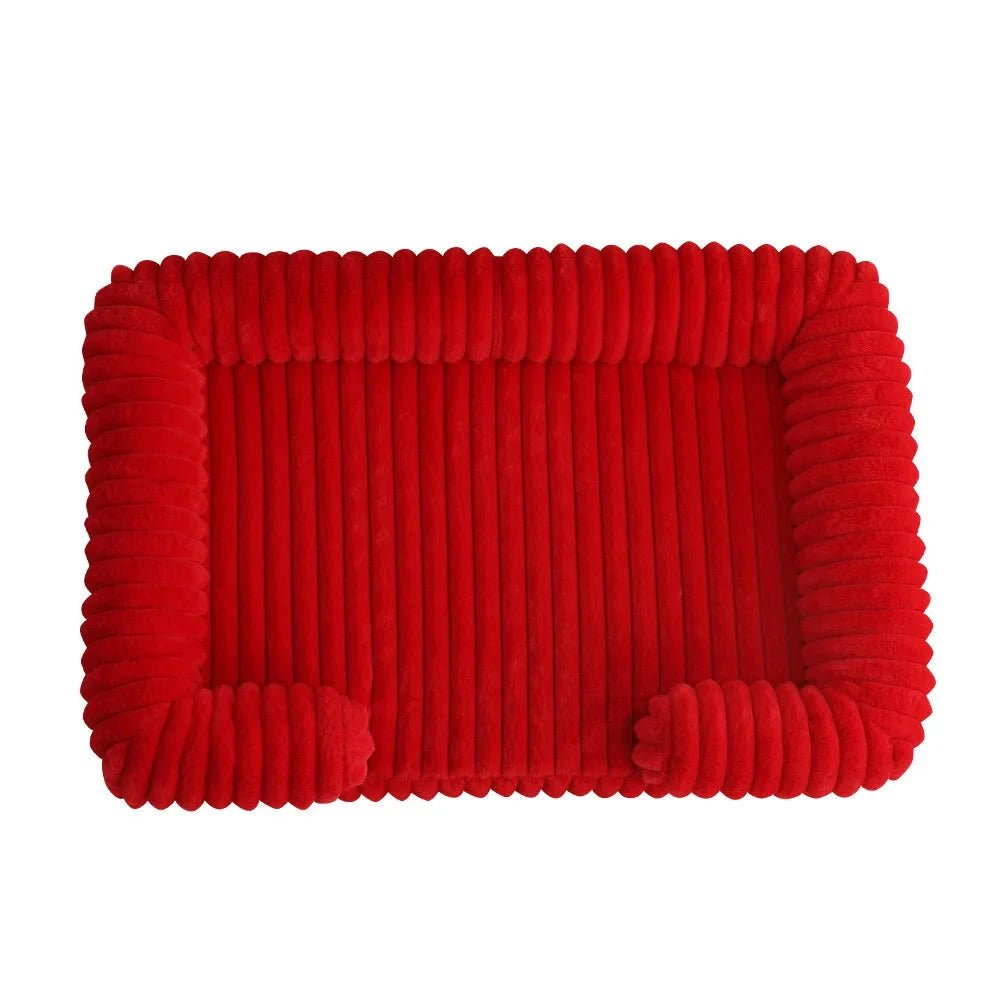 Panier pour chien velour cotele rouge 