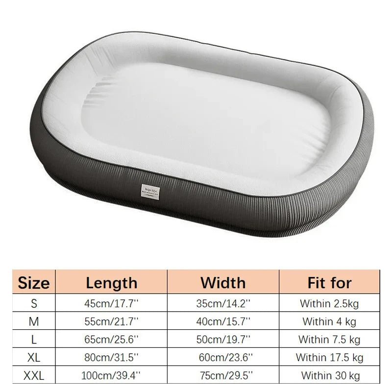 dimension de S à XXL pour boutiquechien. Le panier XL et XXL sont fait pour les chiens de 17.5 à 30 KG de couleur blanc 