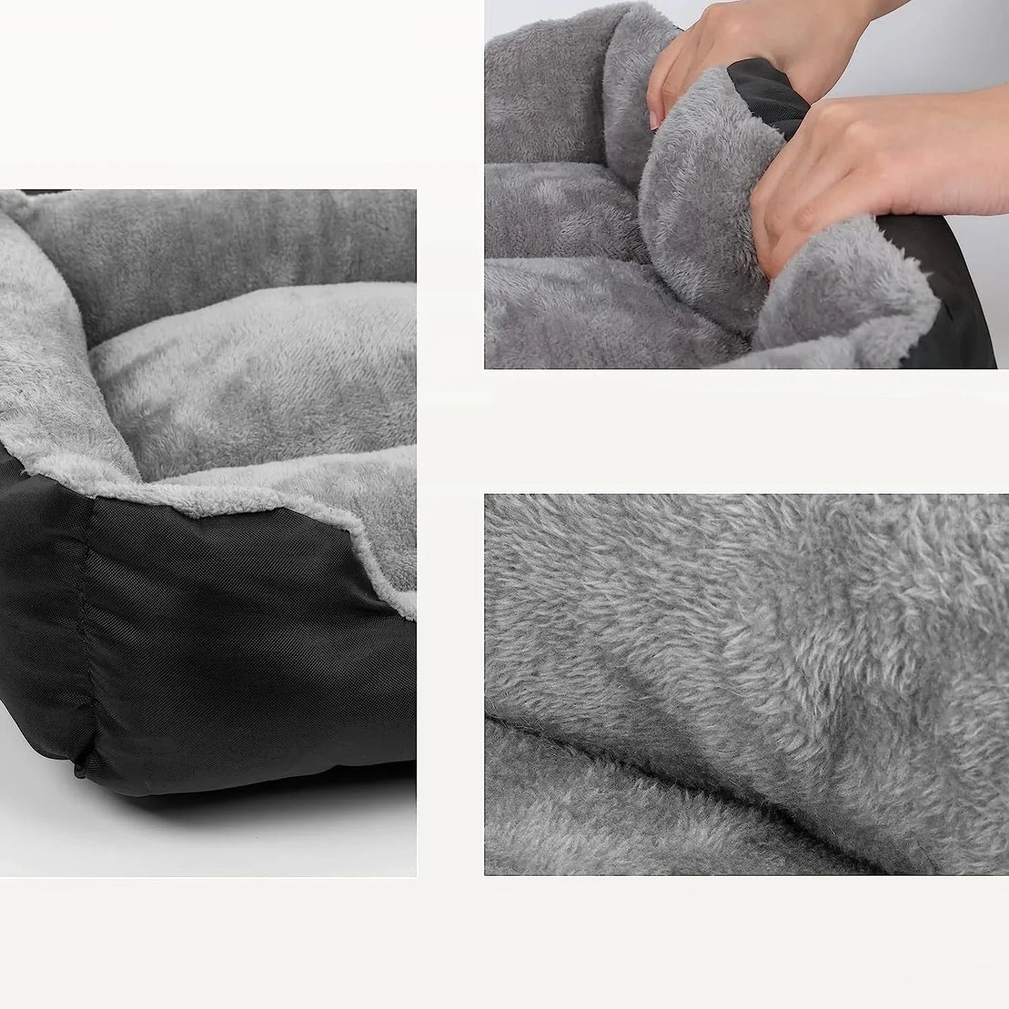 panier moelleux pour chien xxl de couleurs noir et gris donx et confortable pour chien. Image pour boutiquechien 