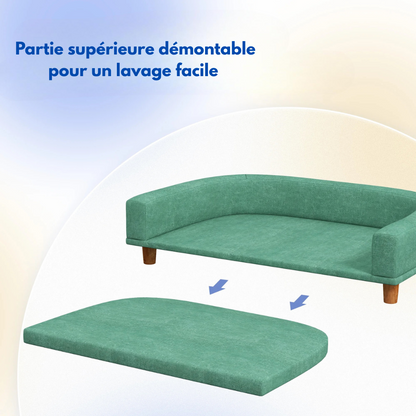 canapé chien de couleur vert démontable pour un meilleur lavage. Image produit Boutiquechien