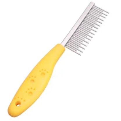 Peigne pour chien de couleur jaune parfait pour brosser son chien. Image produit Boutiquechien