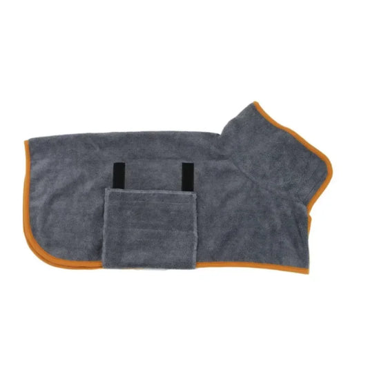 Peignoir chiens de couleur gris et orange. Image produit Boutiquechien