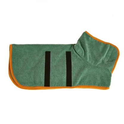 Peignoir chiens de couleur vert et orange. Image produit Boutiquechien