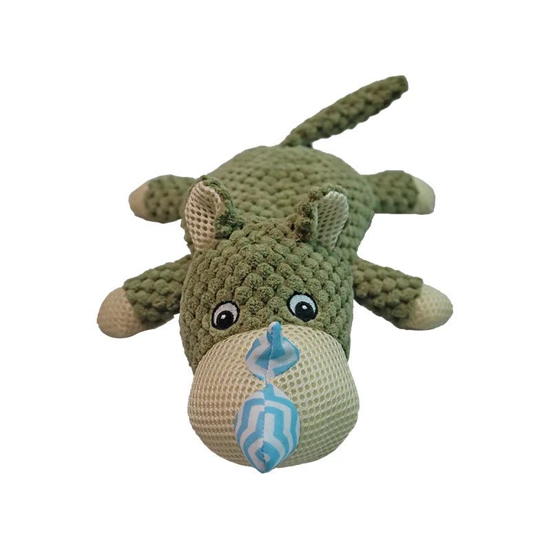 doudou pour chien rhinocéros de couleur vert foncé. Image produit Boutiquechien 