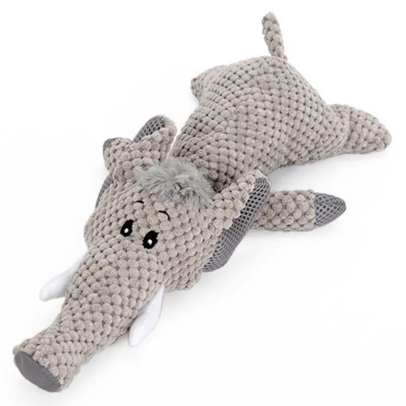 Éléphant gris en forme de peluche pour chien. Image produit Boutiquechien
