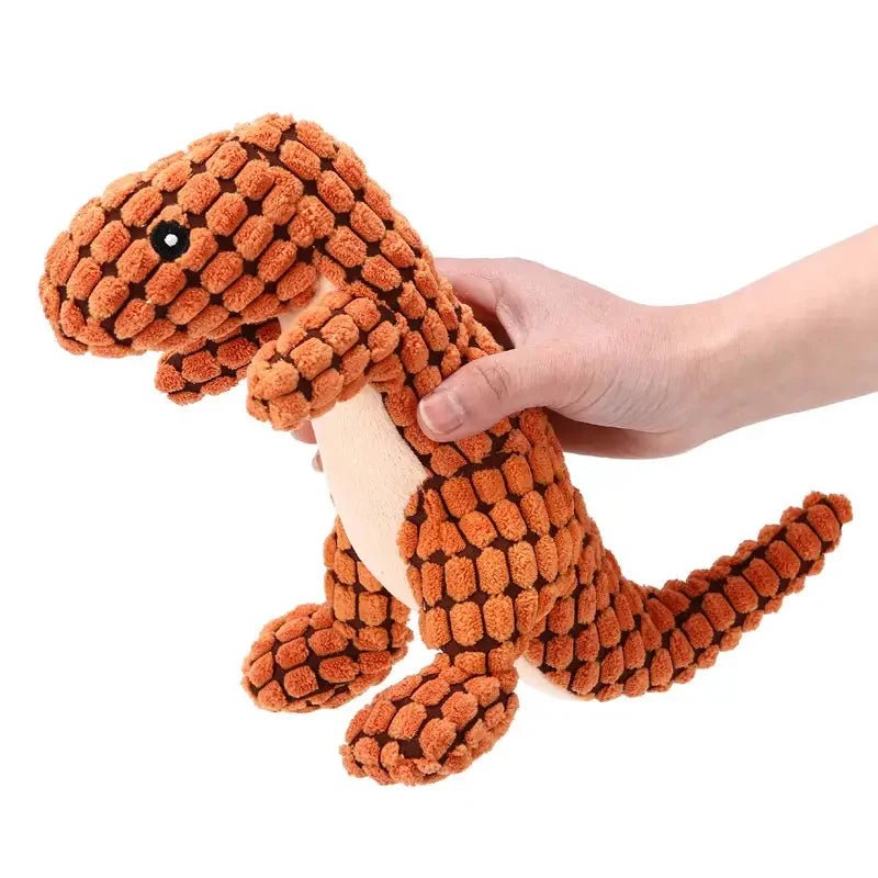 dinosaure peluche orange pour chien résistant 