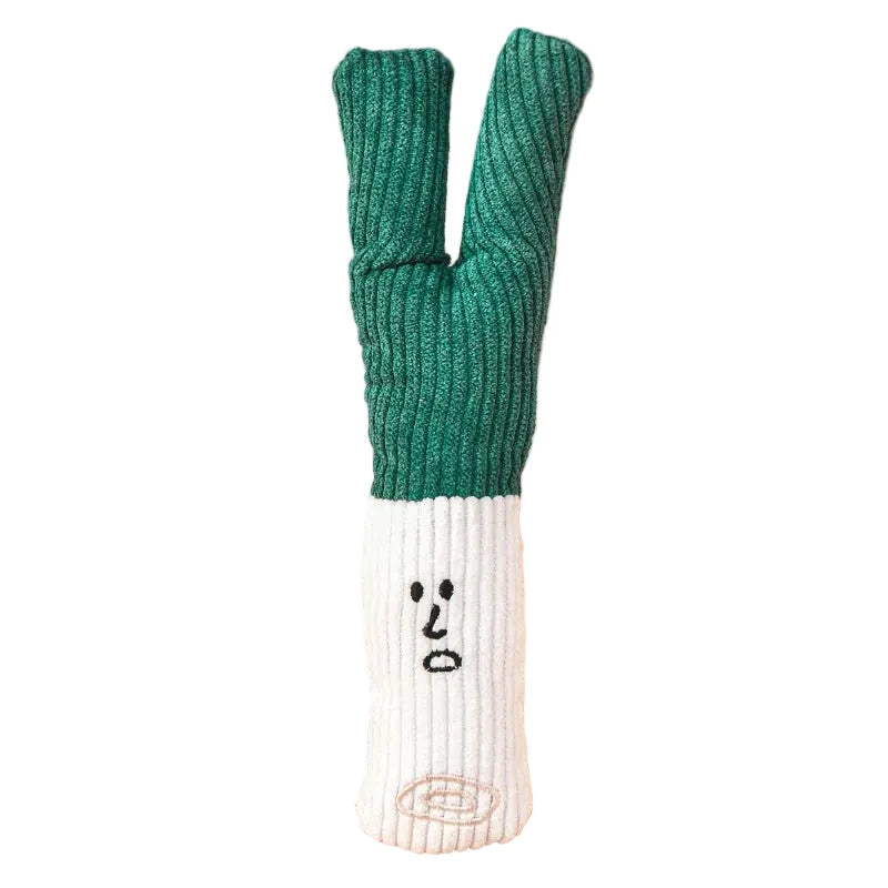Peluche en forme de poireau de couleur vert et blanc pour chien de boutiquechien