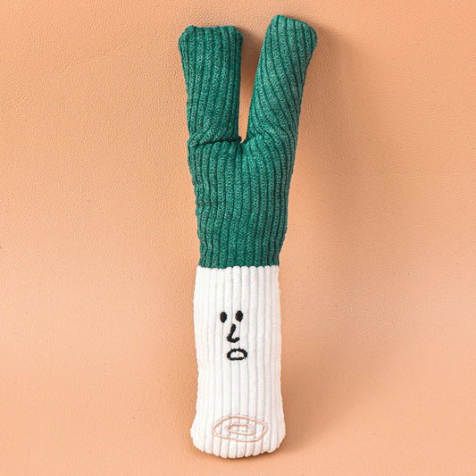 Peluche en forme de poireau de couleur vert et blanc pour chien de boutiquechien