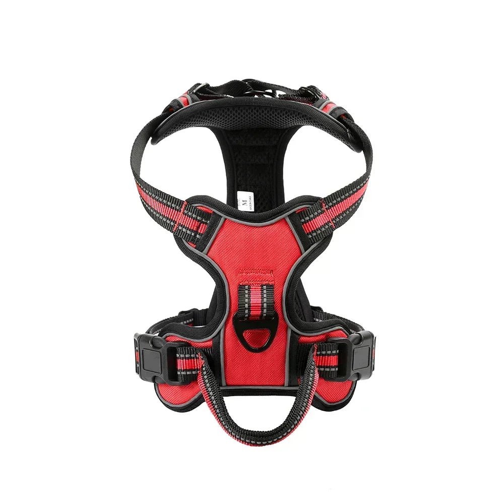 Harnais petit chien rouge, fais en nylon résistant parfait pour les sorties. anti- traction 