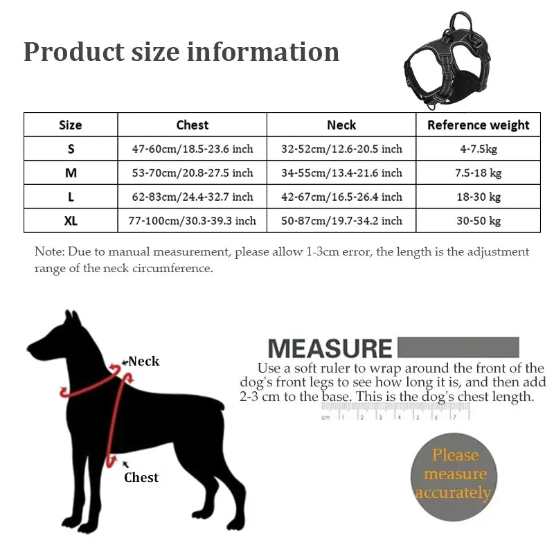 dimension de S à XL de harnais pour chien en nylon 