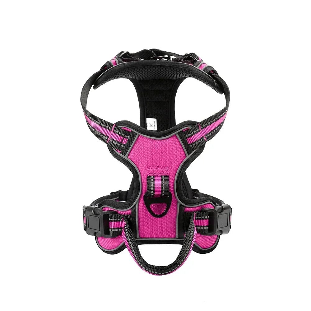 Harnais petit chien rose fais en nylon durable anti- traction 
