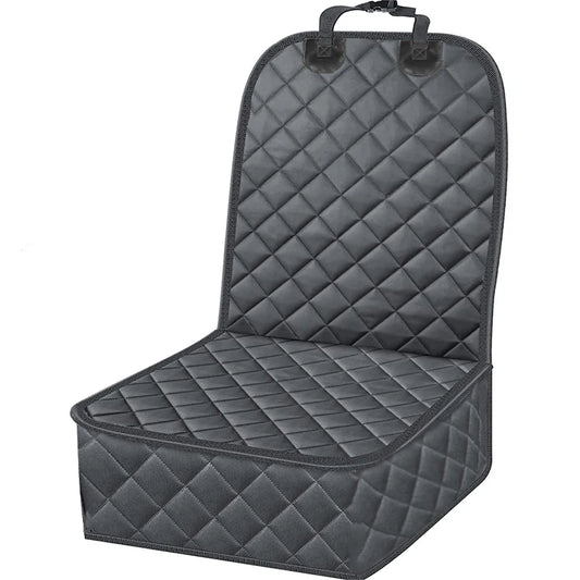 Protection de siege pour chien de couleur noir avec une sangle de maintien sur le dessus. Image produit Boutiquechien