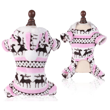 Pull de noël pour chien de couleur rose et blanc. Image produit  de boutiquechien