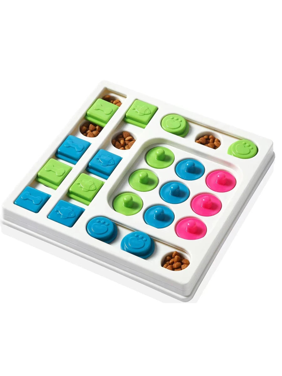 Puzzle pour chien carre avec différentes couleurs et cachette. Image produit boutiquechien