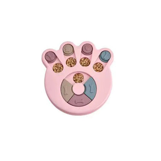 Puzzle pour chien de couleur rose en forme de patte. Image produit Boutiquechien