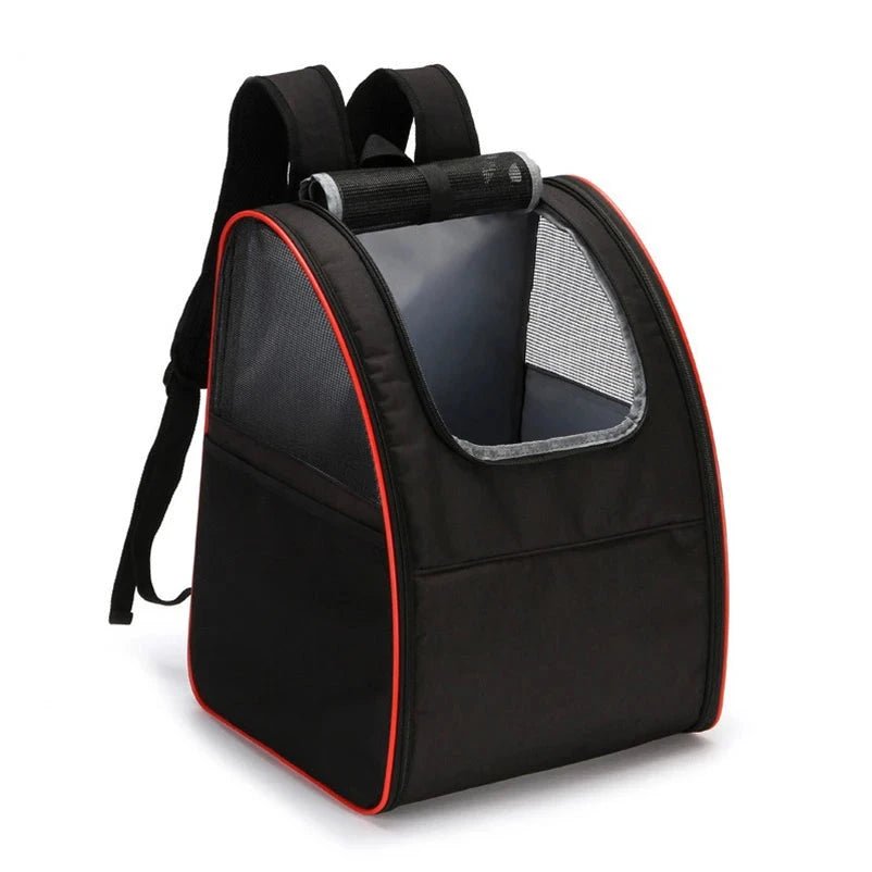 sac à dos pour chien de couleur noir et rouge  pour porter son chien. Image produit Boutiquechien