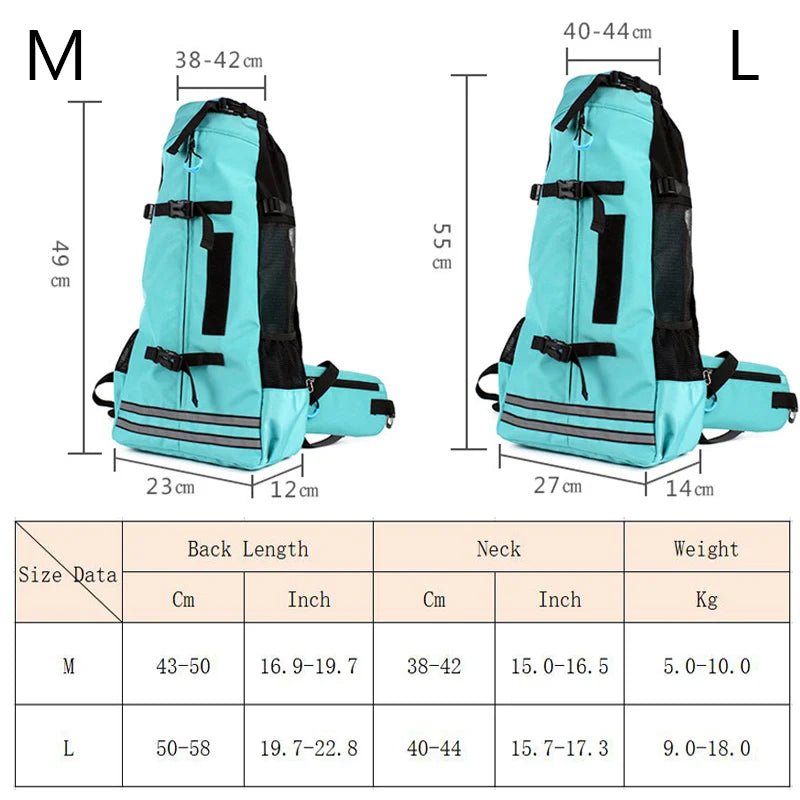 Sac a dos pour chien+randonnée tailles