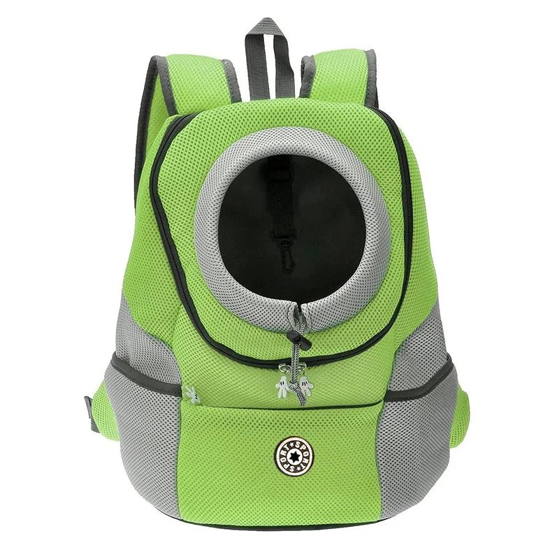 sac à dos pour chien de couleurs vert et gris pour transporter son chien en toutes sécurité. Image produit Boutiquechien