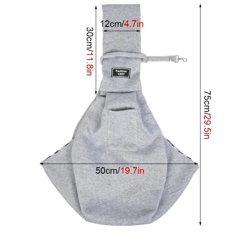 dimension total du sac en bandoulière de couleur gris avec toutes les tailles. Image produit Boutiquechien 
