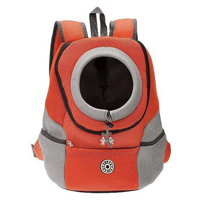 sac à dos pour chien de couleurs orange et gris pour transporter son chien en toutes sécurité. Image produit Boutiquechien
