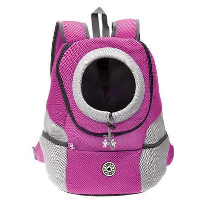 sac à dos pour chien de couleurs rose et gris pour transporter son chien en toutes sécurité. Image produit Boutiquechien