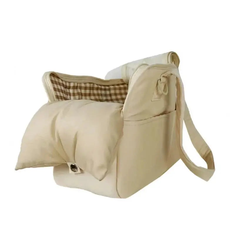 sac de transport de couleur blanc pour petit chien de couleur blanc moelleux. Image produit Boutiquechien