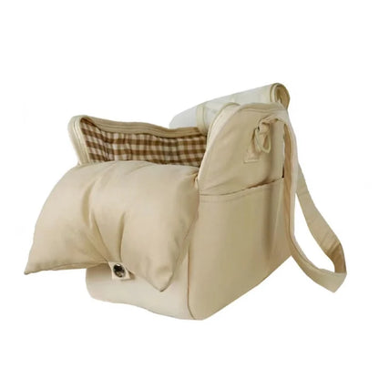 sac de transport de couleur blanc pour petit chien de couleur blanc moelleux. Image produit Boutiquechien