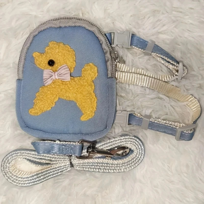 sac à dos avec laisse en harnais pour petit chien résistant 